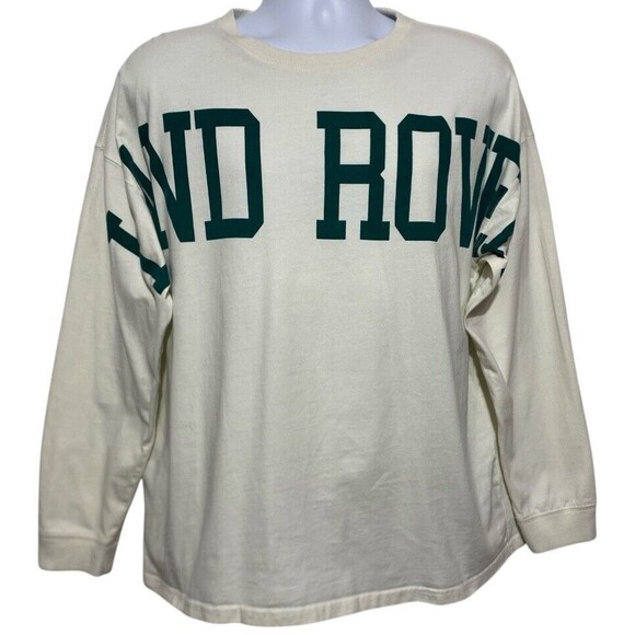 PacSun Other - LAND ROVER Pacsun T Shirt Size M Long Sleeve Cream Green Spellout Casual Top